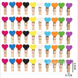 Mini clips de madera en forma de corazón de 3,5 cm, coloridos, para pared de fotos, adornos decorativos para el hogar - Product Image 1