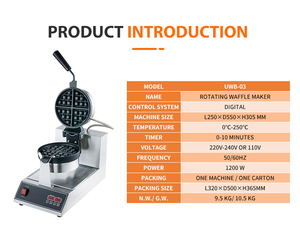 Thương mại Vòng <span class=keywords><strong>Waffle</strong></span> Máy <span class=keywords><strong>Mini</strong></span> Rotary wafleras Belgian Bánh quế Máy làm - Product Image 3