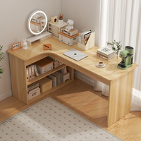 Bureau d'angle en forme de L avec double armoire de rangement, poste de travail multifonctionnel pour bureau à domicile, étude et écriture