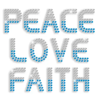 Mooie Vrede Liefde Geloof Sequin Opstrijktransfer Ontwerp