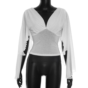 Viviblook J26TP220, Top Casual de Verano para Mujer, Sexy, con Abertura Profunda en V y Manga Corta - Product Image 1