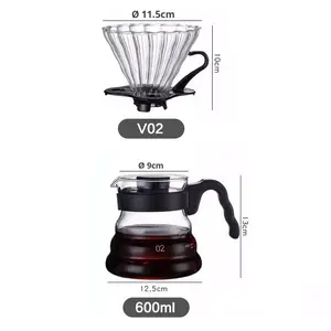 Modern Vidro Transparente Café Despeje Sobre Conjunto para Compatível Brewing Pot Funil & Copo de Filtro de Vidro para Compartilhar - Product Image 6