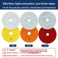 Disque abrasif OEM 4 en 1 flexible à liant résineux, patin de polissage à 3 étapes pour marbre, granit, pierre, carrelage, quartz
