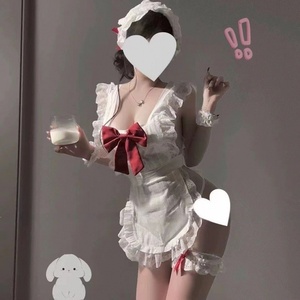 Completo intimo sexy con farfalle, senza schienale, grazioso costume <span class=keywords><strong>da</strong></span> <span class=keywords><strong>cameriera</strong></span> per cosplay, con grembiule in pizzo e set modellante che esponga i fianchi, per seduzione sensuale. - Product Image 2