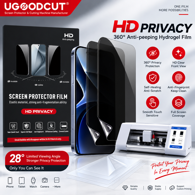 F300S-HD 360 Degree HD Privacy Hydrogel Screen Protector Film EPU Anti Spy Self Healing Custom Cut Film for Mobile Phone