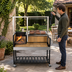Parrilla <span class=keywords><strong>Argentina</strong></span> Santa María <span class=keywords><strong>de</strong></span> Acero Inoxidable con Frente Abierto y Revestimiento <span class=keywords><strong>de</strong></span> Ladrillo, Remolcable - Product Image 2