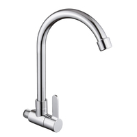 Robinet de cuisine en alliage de zinc, monocommande eau froide, pivotant à 360°, chromé, pour évier - Vente en gros