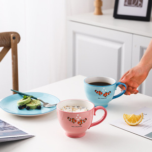 High-temperature resistant underglaze clownfish <b>ceramic</b> breakfast <b>cup</b>, stylish and suitable for office and home use, perfect - Product Image 1