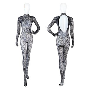 Body sexy transparente con estampado de leopardo, lencería erótica, uniforme seductor de malla, pijamas qqny - Product Image 2