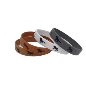 Custom Event Cheap promotional Rubber Silicone Horse Round Wristband Bracelet Imprint