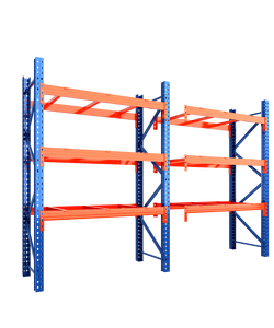 Heavy Duty Multi-Level Blue Orange Pallet <b>Racks</b> Adjustable Carbon Steel Powder Coated Main Sub Frame with Pallet Support Bar - Product Image 4