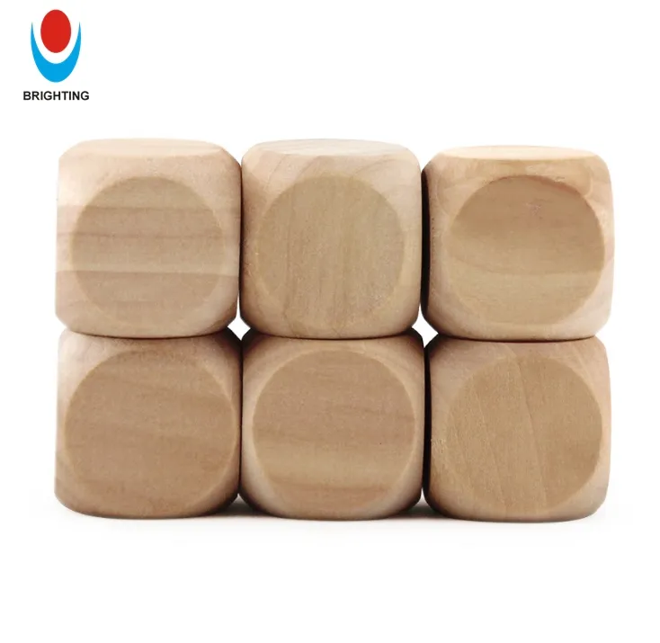 Commercio all'ingrosso 16mm 20mm 25mm 30mm in legno naturale Logo personalizzato gioco educativo Componen dadi cubo 6 lati rotondo quadrato modello D6