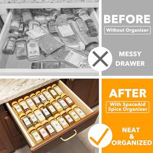 Organizador de cajones de especias de bambú personalizado, estante de condimentos de <span class=keywords><strong>3</strong></span> niveles, bandeja de inserción, organizador de cocina - Product Image 4