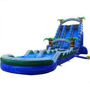Toboggan aquatique gonflable géant bleu à ondulations pour l'extérieur - Product Image 1