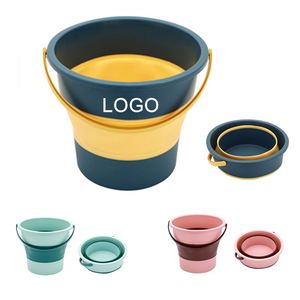 Seau pliable en silicone et plastique de 10 L avec logo personnalisé, pour le nettoyage, le lavage, le camping et la pêche - Product Image 2