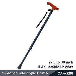 Bastón ajustable ligero de 2 secciones para hombres Aluminio negro con elegante agarre de madera - Product Image 3