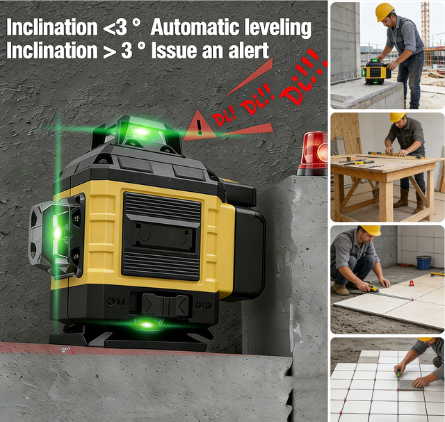 High-precision Self-leveling 4D 16 Lines Green 520nm Laser Level Lithium-Ion Battery DIY Industrial Cross Line Power Tool