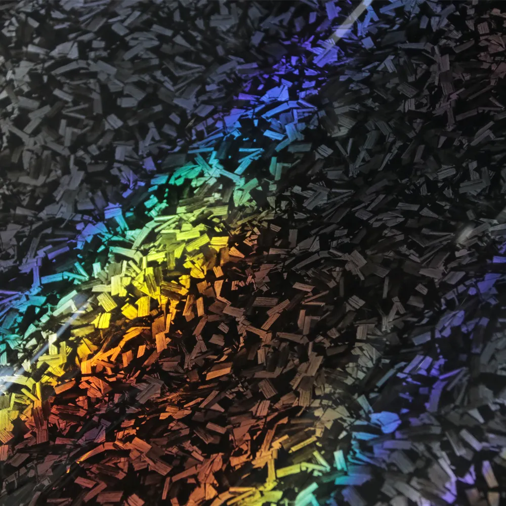 Film de changement de couleur en fibre de carbone argenté 1.52*18M pour voiture PET Rainbow Forged Carbon Fiber Sticker