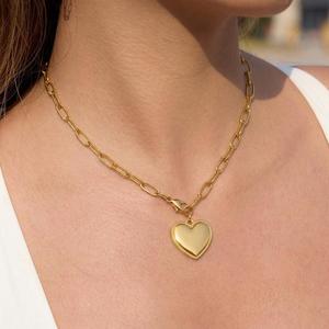 X&L Collana con Ciondolo a Cuore Personalizzato, Placcata <span class=keywords><strong>in</strong></span> <span class=keywords><strong>Oro</strong></span> 18K, Acciaio Inossidabile Impermeabile, Gioielli per Donne - Product Image 2
