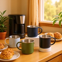 Mug de voyage personnalisé en acier inoxydable à paroi simple de 400 ml avec gravure laser, revêtement en poudre, pour la randonnée, le camping, le feu de camp, avec poignée