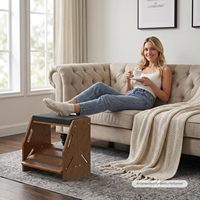 Repose-pieds réglable en bambou rembourré, coussin de bureau antidérapant à 2 couches, design ergonomique coulissant, soutien de la posture pour la maison