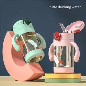 Trẻ em uống cốc bé rơm cốc chống nghẹn bé xử lý chai nước chống rơi và không rò rỉ học uống