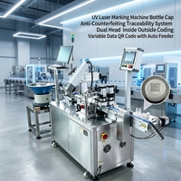 Machine de marquage laser UV pour bouchons de bouteilles, pour la traçabilité anti-contrefaçon, la codification de données variables avec système d'alimentation automatique