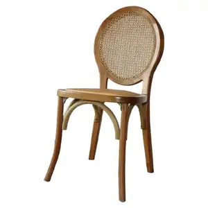 Commercial Wooden Seats Solid Wood Frame Rattan Net Rattan Back Dining Chairs Wooden Rattan Back Coffee Chairs