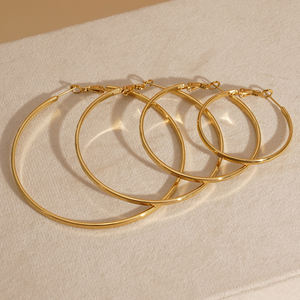 CLIORO 트렌디 미니멀리스트 스테인레스 스틸 후프 귀걸이 방수 금도금 다목적 원형 귀걸이 여성용 보석 - Product Image 2