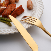 Ensemble de couverts de table en acier inoxydable poli bicolore or et argent, avec poignée lisse, pour restaurants et hôtels