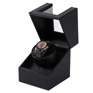 手作りデラックスレザー自動回転モーターワインダー時計ボックスカスタムロゴハイエンド品質シングル時計包装ボックス