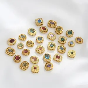 Gioielli opachi placcatura in oro placcato perline intarsiato di zirconio colorato braccialetto perline bellissimi ciondoli accessori per la creazione di gioielli