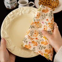 Napperon de table double couche antidérapant en coton 100% style vintage avec motif animaux et plantes mignons pour la maison et les fêtes en extérieur