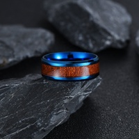 Bague unisexe romantique en acier inoxydable incrustée de teck, design personnalisé Ziming, vente en gros d'usine