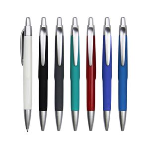 Stylo en plastique personnalisé avec logo, revêtement en silicone, pour usage en chambre d'hôtel, réunion, conférence, fabrication sur mesure en usine - Product Image 1