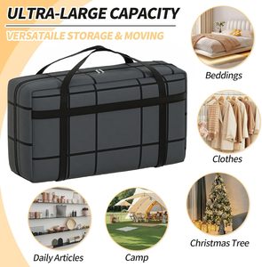 Sac de rangement pour couettes, grande capacité, épais et résistant, avec poignée portable, sac de déménagement, sac de voyage - Product Image 4