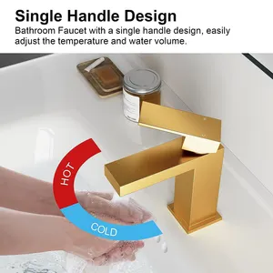 Aquacubic CUPC Deck Mounted Brass Hot Cold Water Tap Bathroom Brass Basin Faucets
