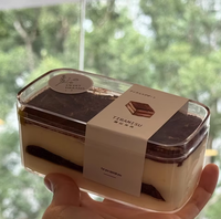 Boîte à dessert en plastique PS transparent sur mesure en gros, emballage scellé recyclable pour tiramisu, biscuits, bonbons