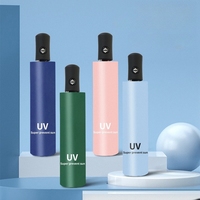 Nouveau parapluie semi-automatique à trois volets à huit os pare-soleil à colle noire Mini parapluie de poche pliant parapluie de pluie et de soleil