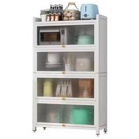 Meuble de rangement multifonctionnel en métal à 5 niveaux anti-poussière pour cuisine, salle de bain, salon et armoire – Support au sol