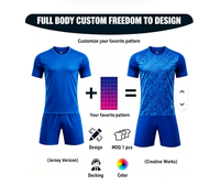 Ensemble de maillot de football bleu personnalisé, nom et numéro 0 imprimés, uniforme de football pour hommes, kit de maillot d'entraînement à manches courtes, short