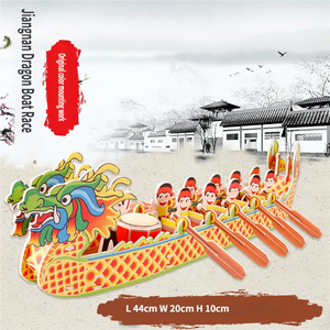 Modèle de bateau dragon 3D à assembler soi-même en papier, jouets artisanaux faits à la main pour le festival des bateaux, vente en gros - Product Image 5