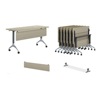 Bureau pliable en aluminium élégant et mobile avec roulettes verrouillables et étagère rabattable pour salles de conférence et de formation, table de réunion
