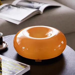 Nordic Vintage Glass Round LED Touch Orange Donut Table Lamp