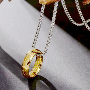 Bague de mariage et de fiançailles en acier inoxydable plaqué or 18 carats, inspirée des <span class=keywords><strong>Anneaux</strong></span> du <span class=keywords><strong>Seigneur</strong></span>, style européen et américain, best-seller, en forme de U - Product Image 2