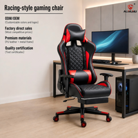Chaise de jeu de style course avec logo personnalisé et repose-pieds pour usage domestique, chaise d'ordinateur ergonomique en cuir PU
