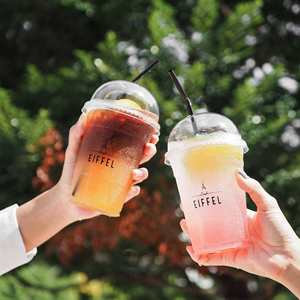 Gobelets en plastique transparent jetables PET de 16 oz avec couvercles, imprimés avec un logo personnalisé, pour matcha, bubble tea, soda, café glacé - Product Image 4