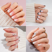 Meilleures ventes : 24 faux ongles en gel souple à presser, faits main, style ombré, French, carrés, cercueil, pointes en gel artificielles, pour revendeurs