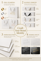 Sacs cadeaux de mariage personnalisés en papier blanc avec logo floral pivoine en feuille d'or rose, poignée en ruban de satin, emballage cadeau pour douche nuptiale