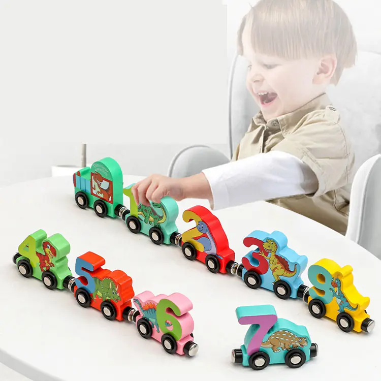 Children's Day Gift Learn To Count Wooden Number Train Set Digital Cars Toy For Children Learning